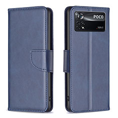 Funda de Cuero Cartera con Soporte Carcasa B04F para Xiaomi Poco X4 Pro 5G Azul