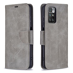 Funda de Cuero Cartera con Soporte Carcasa B04F para Xiaomi Redmi 10 4G Gris