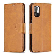 Funda de Cuero Cartera con Soporte Carcasa B04F para Xiaomi Redmi Note 10 5G Marron Claro