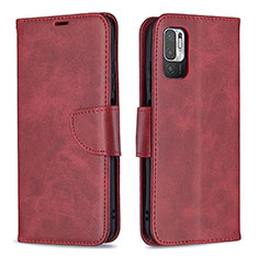 Funda de Cuero Cartera con Soporte Carcasa B04F para Xiaomi Redmi Note 10T 5G Rojo