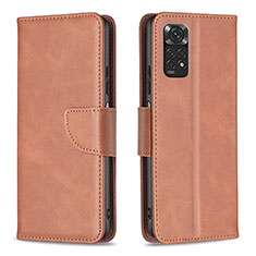 Funda de Cuero Cartera con Soporte Carcasa B04F para Xiaomi Redmi Note 11 4G (2022) Marron