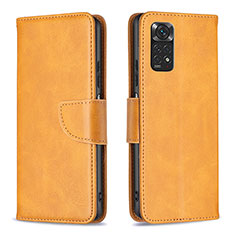 Funda de Cuero Cartera con Soporte Carcasa B04F para Xiaomi Redmi Note 11 4G (2022) Marron Claro