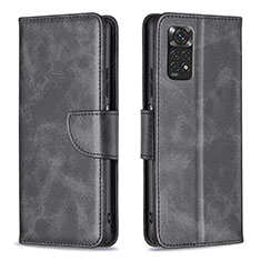 Funda de Cuero Cartera con Soporte Carcasa B04F para Xiaomi Redmi Note 11 4G (2022) Negro