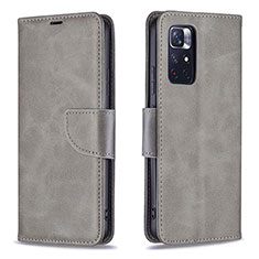 Funda de Cuero Cartera con Soporte Carcasa B04F para Xiaomi Redmi Note 11 5G Gris