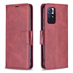 Funda de Cuero Cartera con Soporte Carcasa B04F para Xiaomi Redmi Note 11 5G Rojo