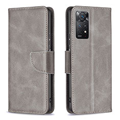 Funda de Cuero Cartera con Soporte Carcasa B04F para Xiaomi Redmi Note 11 Pro 4G Gris