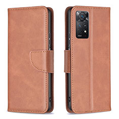 Funda de Cuero Cartera con Soporte Carcasa B04F para Xiaomi Redmi Note 11 Pro 4G Marron