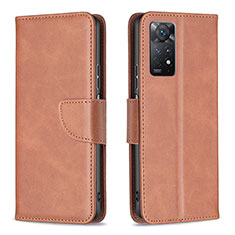 Funda de Cuero Cartera con Soporte Carcasa B04F para Xiaomi Redmi Note 11 Pro 5G Marron