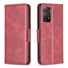 Funda de Cuero Cartera con Soporte Carcasa B04F para Xiaomi Redmi Note 11 Pro 5G Rojo