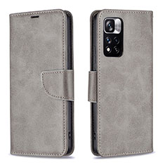 Funda de Cuero Cartera con Soporte Carcasa B04F para Xiaomi Redmi Note 11 Pro+ Plus 5G Gris