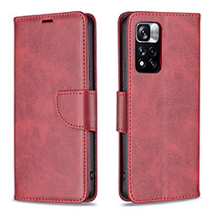 Funda de Cuero Cartera con Soporte Carcasa B04F para Xiaomi Redmi Note 11 Pro+ Plus 5G Rojo