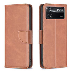 Funda de Cuero Cartera con Soporte Carcasa B04F para Xiaomi Redmi Note 11E Pro 5G Marron