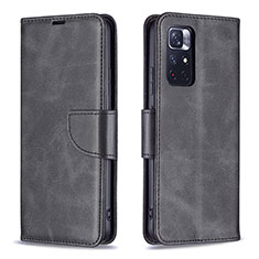 Funda de Cuero Cartera con Soporte Carcasa B04F para Xiaomi Redmi Note 11S 5G Negro