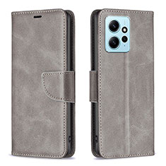 Funda de Cuero Cartera con Soporte Carcasa B04F para Xiaomi Redmi Note 12 4G Gris