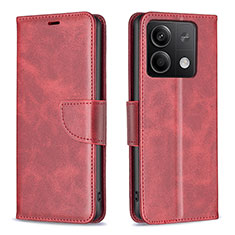 Funda de Cuero Cartera con Soporte Carcasa B04F para Xiaomi Redmi Note 13 5G Rojo