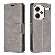 Funda de Cuero Cartera con Soporte Carcasa B04F para Xiaomi Redmi Note 13 Pro+ Plus 5G Gris