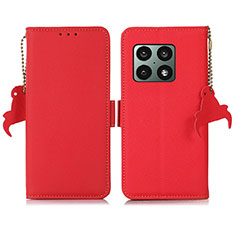 Funda de Cuero Cartera con Soporte Carcasa B04H para OnePlus 10 Pro 5G Rojo