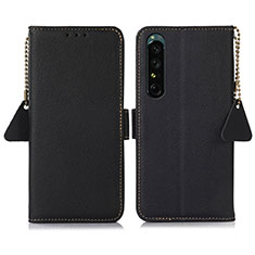 Funda de Cuero Cartera con Soporte Carcasa B04H para Sony Xperia 1 IV SO-51C Negro