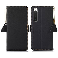 Funda de Cuero Cartera con Soporte Carcasa B04H para Sony Xperia 10 IV SOG07 Negro