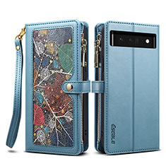 Funda de Cuero Cartera con Soporte Carcasa B04S para Google Pixel 6 5G Azul