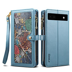 Funda de Cuero Cartera con Soporte Carcasa B04S para Google Pixel 6a 5G Azul