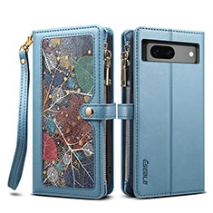 Funda de Cuero Cartera con Soporte Carcasa B04S para Google Pixel 7 5G Azul