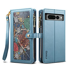 Funda de Cuero Cartera con Soporte Carcasa B04S para Google Pixel 7 Pro 5G Azul