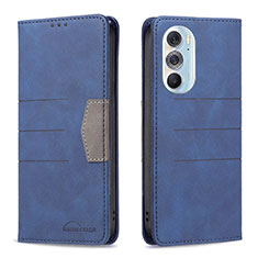 Funda de Cuero Cartera con Soporte Carcasa B05F para Motorola Moto Edge 30 Pro 5G Azul