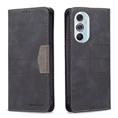 Funda de Cuero Cartera con Soporte Carcasa B05F para Motorola Moto Edge 30 Pro 5G Negro