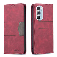 Funda de Cuero Cartera con Soporte Carcasa B05F para Motorola Moto Edge 30 Pro 5G Rojo