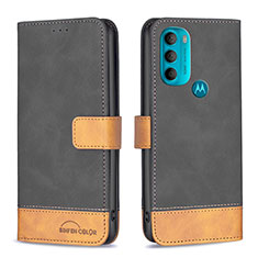 Funda de Cuero Cartera con Soporte Carcasa B05F para Motorola Moto G71 5G Negro