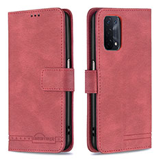 Funda de Cuero Cartera con Soporte Carcasa B05F para Oppo A54 5G Rojo