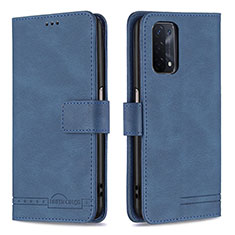 Funda de Cuero Cartera con Soporte Carcasa B05F para Oppo A74 5G Azul