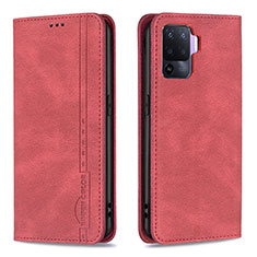 Funda de Cuero Cartera con Soporte Carcasa B05F para Oppo A94 4G Rojo