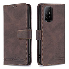 Funda de Cuero Cartera con Soporte Carcasa B05F para Oppo A94 5G Marron