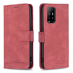 Funda de Cuero Cartera con Soporte Carcasa B05F para Oppo F19 Pro+ Plus 5G Rojo