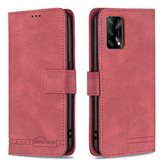 Funda de Cuero Cartera con Soporte Carcasa B05F para Oppo F19s Rojo