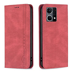 Funda de Cuero Cartera con Soporte Carcasa B05F para Oppo F21 Pro 4G Rojo