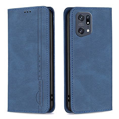 Funda de Cuero Cartera con Soporte Carcasa B05F para Oppo Find X5 Pro 5G Azul