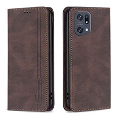 Funda de Cuero Cartera con Soporte Carcasa B05F para Oppo Find X5 Pro 5G Marron