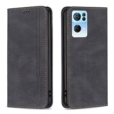 Funda de Cuero Cartera con Soporte Carcasa B05F para Oppo Reno7 Pro 5G Negro