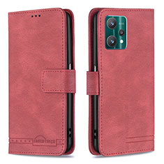 Funda de Cuero Cartera con Soporte Carcasa B05F para Realme 9 5G Rojo