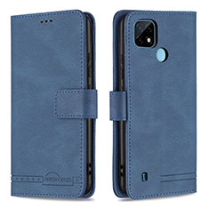 Funda de Cuero Cartera con Soporte Carcasa B05F para Realme C21 Azul