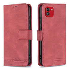 Funda de Cuero Cartera con Soporte Carcasa B05F para Samsung Galaxy A03 Rojo