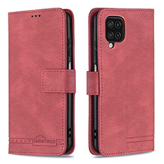 Funda de Cuero Cartera con Soporte Carcasa B05F para Samsung Galaxy A12 5G Rojo