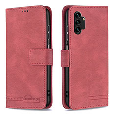 Funda de Cuero Cartera con Soporte Carcasa B05F para Samsung Galaxy A13 4G Rojo