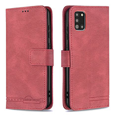 Funda de Cuero Cartera con Soporte Carcasa B05F para Samsung Galaxy A31 Rojo