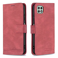 Funda de Cuero Cartera con Soporte Carcasa B05F para Samsung Galaxy F42 5G Rojo