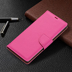 Funda de Cuero Cartera con Soporte Carcasa B05F para Samsung Galaxy S24 Ultra 5G Rosa Roja