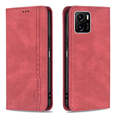 Funda de Cuero Cartera con Soporte Carcasa B05F para Vivo Y01A Rojo